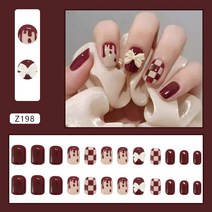 네일 스티커 283# 레드 리본 바둑판 뉴연간 완제품 갑편 다소미얼 Z, Z198 붉은 바둑판[풀모양]