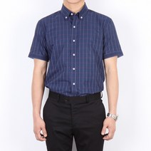 스타토리 네이비체크셔츠 남자 와이셔츠 반팔 남방 빅사이즈