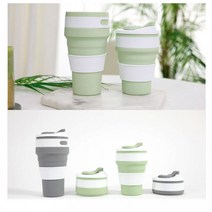 동무 실리콘 텀블러350ml 접이식텀블러 접이식 컵 휴대용 텀블러 등산용 변신컵, 동무 실리콘 텀블러350ml_그린