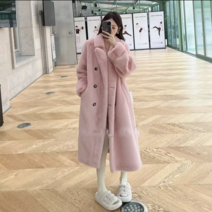 여성 뽀글이 코트 겨울 고급스러운 나른함에 도톰한 롱 정장넥 밍크밍크털 일체형 퍼 에코밍크코트