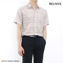 [빌리버스] 남자 반팔 셔츠 BBI043 시원한 남성 스트라이프 여름 남방