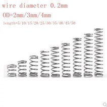 20 개 몫 0.2mm 스테인레스 스틸 마이크로 소형 압축 스프링 OD 2mm, 2mm, 15mm, 15mm