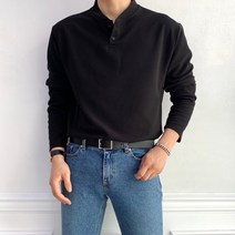 [4컬러] 빅사이즈 M부터 2XL까지 구김방지 남자 차이나 헨리넥 가을티셔츠