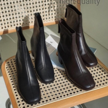 여성부츠 5cm 천연 소가죽 앵클부츠 고퀄리티 명품코디 명품룩 여성구두 통굽앵클부츠 (H156)