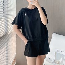 여성 홈웨어 트레이닝 세트 반바지 반팔 티셔츠 여름