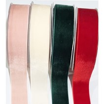 벨벳리본25mmx10m 크림 핑크