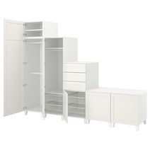 이케아 PLATSA 플랏사 옷장+도어6/서랍3 - 화이트/산니달 화이트 300x57x231 cm
