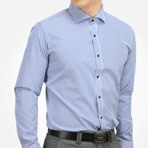 레디핏 스트라이프 와이드카라 슬림 블루 파란색 긴팔 와이셔츠_RFDA1005