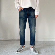남자 워싱 스판 사계절 일자핏 옆밴딩 빅사이즈 데님 팬츠 청바지