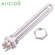 12v 가열 요소 열 온수기 난방 물 관형 전기 히터 100W 200W 300W 400W 600W, [01] 12V 100W, [04] with locknut, 4.12V 100W  with locknut