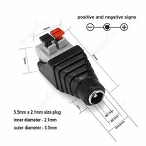 12pcs 여성 남성 dc 플러그 커넥터 cctv 카메라 태양 전지 패널 5050 led 스트립 라이트에 대 한 2.15.5mm 잭 전원 어댑터 커넥터, 여성 B형, 1개
