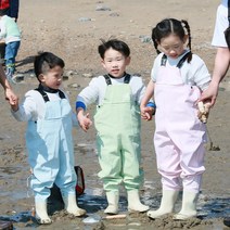 맥스메가다인 갯벌체험 어린이 가슴장화 해루질 모래 놀이장화, 핑크, 210