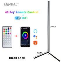 스탠드조명 RGB LED 플로어 램프 실내 홈 인테리어 현대 코너 생활 로마 아트 장식 대기 스탠드 조명, Black-WIFI, US plug, RGBW
