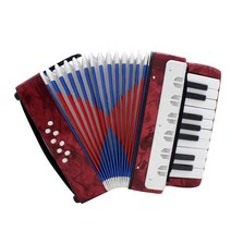 아코디언 18 베이스 피아노 아코디언 스트랩 포함 교육용 악기, 03 Red