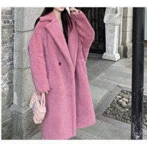 4col 오버핏 맥시 페이크 인조 밍크 퍼 털 카라 싱글 롱코트 무스탕 뽀글이 자켓