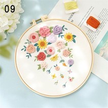 십자수패키지 보석 해바라기 액자 프랑스DIY 크로스 스티치 키트 꽃 식물 패턴 스탬프 자수 스타터 키트 공, 24 9, 1개