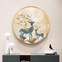 YAPOGI 보석십자수 아트 대형 틀 원형 비즈 큐빅 전용 액자 맞춤 액자형 십자수 구슬 프레임, 골드 40cm