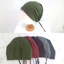 무지포인트끈두건 5COLOR 봄 여름 가을 항암모자 얇은 암환자 비니 중년여성 식당 공방 조리 위생