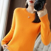 말굽 패턴 라운드넥 캐시미어 스웨터 여성용 단색 이너 니트 2022 년 신상품
