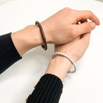 코코로맨틱 주문제작 천연 소가죽 꼬임 커플 팔찌 3컬러