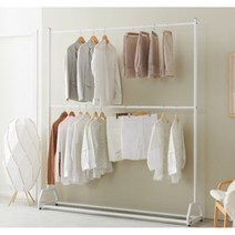 튼튼한 철제프레임 매장드레스룸용 긴행거(180cm 2색) 패션 상의 바지걸이, 화이트