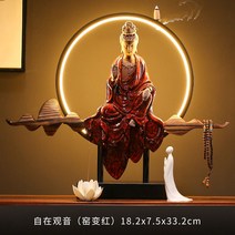 미니불상 불교 장식품 LED 천수관음 공예 도자기 부처상, E