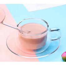 현모양처 무료배송델루아 이중유리 찻잔세트 티스푼 받침 요거트 커피잔, 상세페이지 참조