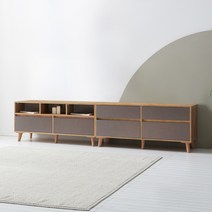 [케이컴퍼니] 이음2단2400거실장세트(1200+1200) 플라스틱다리 / K2400-2S-IN-6C, 아카시아그레이