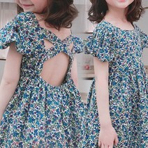 뒤x끈날개꽃원피스 초등생 여름 여아 비치원피스 키즈 유치원 등원 데일리룩 아동복 캐주얼