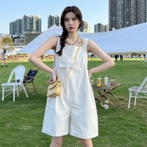 마마루시아 여성 멜빵 반바지 점프수트 오버핏 숏 팬츠 여름AL10