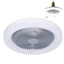 천장선풍기 조명이 있는 흰색 천장 팬 30W LED 플러시 마운트 실내 3 단계 내구성 블레이드 포함, 02 white and gray