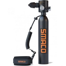 SMACO S300 Plus 미니 스쿠버 탱크 0.5L 휴대용 미니 다이빙 탱크 재사용 가능한 포니 보틀 — 수중 탐사 구조를 위한 DOT 인증 탱크 5-10분 백업 다이빙 에어, S300p-a-black
