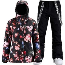 여성용 스키 재킷 및 바지 스노우보드 스노우수트 코트 따뜻한 후드 방수 방풍 단열 블루 레드.