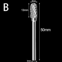 3mm 생크 카바이드 디버링 다이 그라인더 더블 컷 로터리 드릴 실버 금속 가공 버러용 목공 1/8 quot생크, [02] B