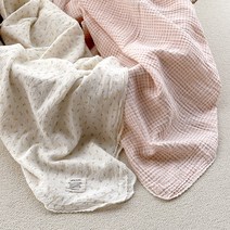 올포홈 쁘띠체크 플라워 인견리플 유아 아기 여름 블랭킷 거즈이불, 미니튤립 리플 블랭킷