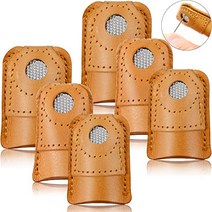 WILLBOND 6 Pieces Sewing Thimble Finger Protector Leather Coin Thimble Pad Thimble Cover for Knittin, 1, 기타
