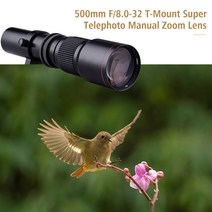 JINUS 카메라렌즈 호환 카메라 슈퍼 망원 렌즈 500mm F/8.0-32 수동 줌 T-마운트 캐논 니콘 소니 후지필름 올림푸스 DSLR