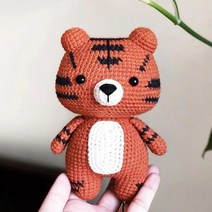 Ogfaour DIY 코바늘 동물 인형뜨기 패키지 태교뜨개질 키트 집콕취미 귀여운 애착인형, 아기 호랑이, 1개