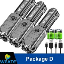 손전등 헤드램프 휴대용 랜턴 강력한 led 100000 루멘 전술 충전식 usb 18650 방수 줌 낚시 사냥 led, 3개