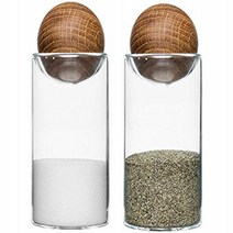 Sagaform Nature Collection Salt and Pepper Glass Salt Pepper Shakers with Oak Stopper 4 1/2-Inch S, 1