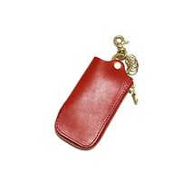 [TOCHIGI LEATHER(토치기 가죽)] 토치기 가죽 키 케이스 스마트 키 키 케이스 맨즈 도치기 가죽 스마트 키 케이스 훅 첨부 라운드 Zip 천연 피혁 사양 소가죽 일본제(레드)