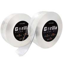 10M(5Mx2개) 접착흔적 없는 고릴라 클리어겔 실리콘 방수 양면테이프 대용량, 두께 2mm x 폭 50mm x 총길이10M