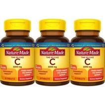 네이처메이드 타임릴리즈 비타민C 1000mg 로즈힙 60타블렛 3병, 60정