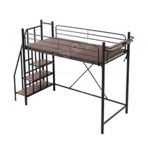 2층침대 원룸 어른 낮은 침대 벙커형 철제 침대, 침대 + 사다리 캐비닛, 1000mmx1900mm