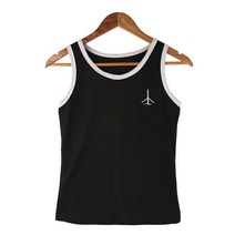 슬림핏 캐주얼 자수 포인트 나시티 스포티룩 스타일