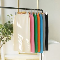 프레즐 도톰 보들보들 패치 밴딩 트임 니트 롱 스커트