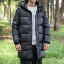 강아지패딩 강아지 오리털 패딩 강아지겨울옷 남성용 화이트 덕 다운 중간 두꺼운 방한 남성 후드 스트리트웨어, 3.Black - L 50-60kg