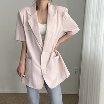 에이치스 하이퀄 어깨핏예술 패드내장 뒷트임 세미롱 린넨 반팔자켓