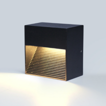 LED 정사각 외부 발목등 벽등 2W 그레이 블랙, LED 2W 전구색(노란빛)