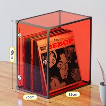 트렌드 LP 보관함 수납함 정리함 CD 디스플레이 스탠드 랙 레코드 컬렉션 상자 케이스 클래식 디스크 감성 인테리어, 레드